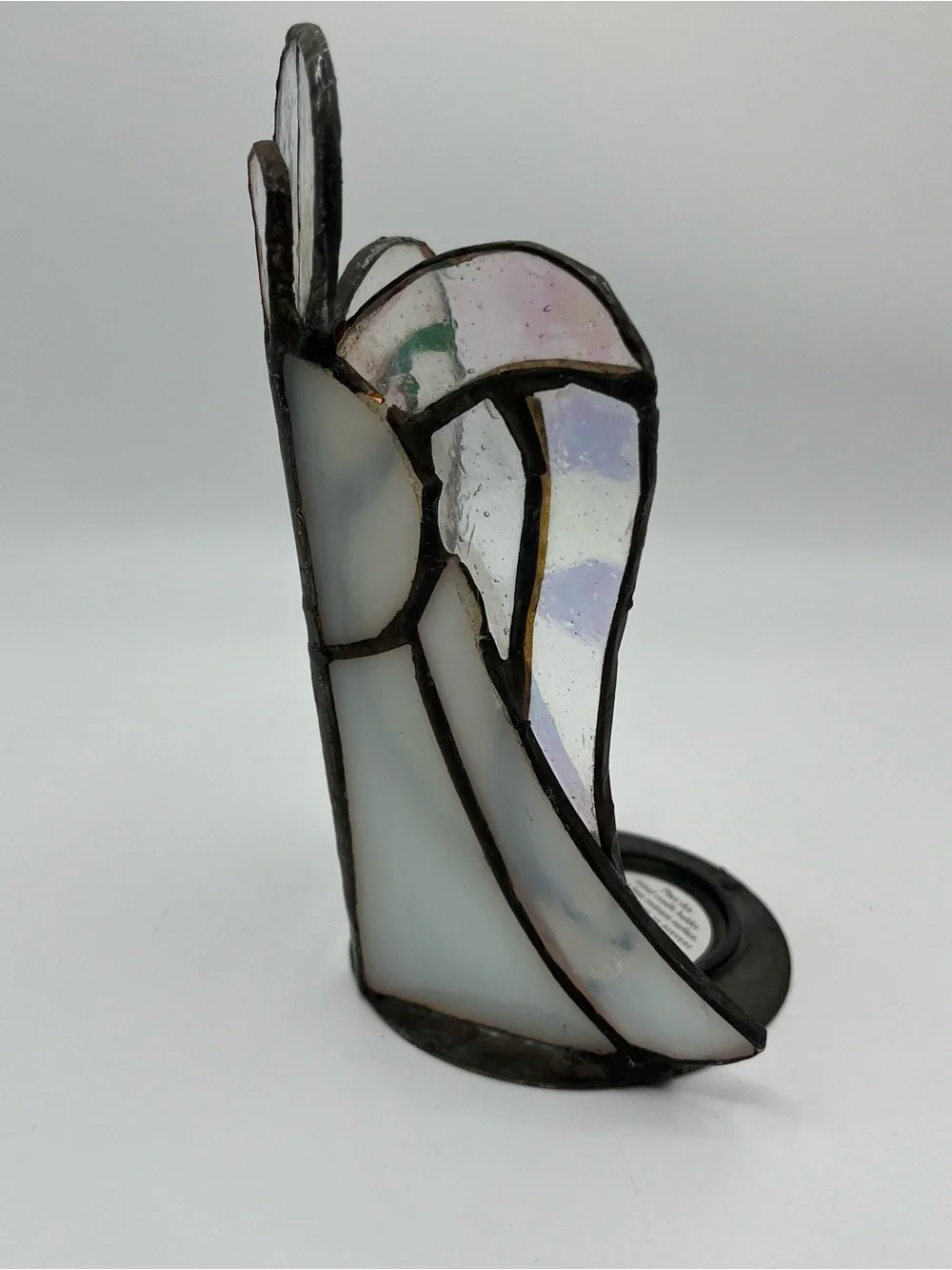 Vintage Pier One Stained Glass Angel Candle Holder Luminary 5.5x3”